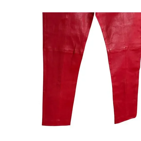 NBD NEW Nova 100% Leather Pant in Cabernet Size S Front Zipper Closure